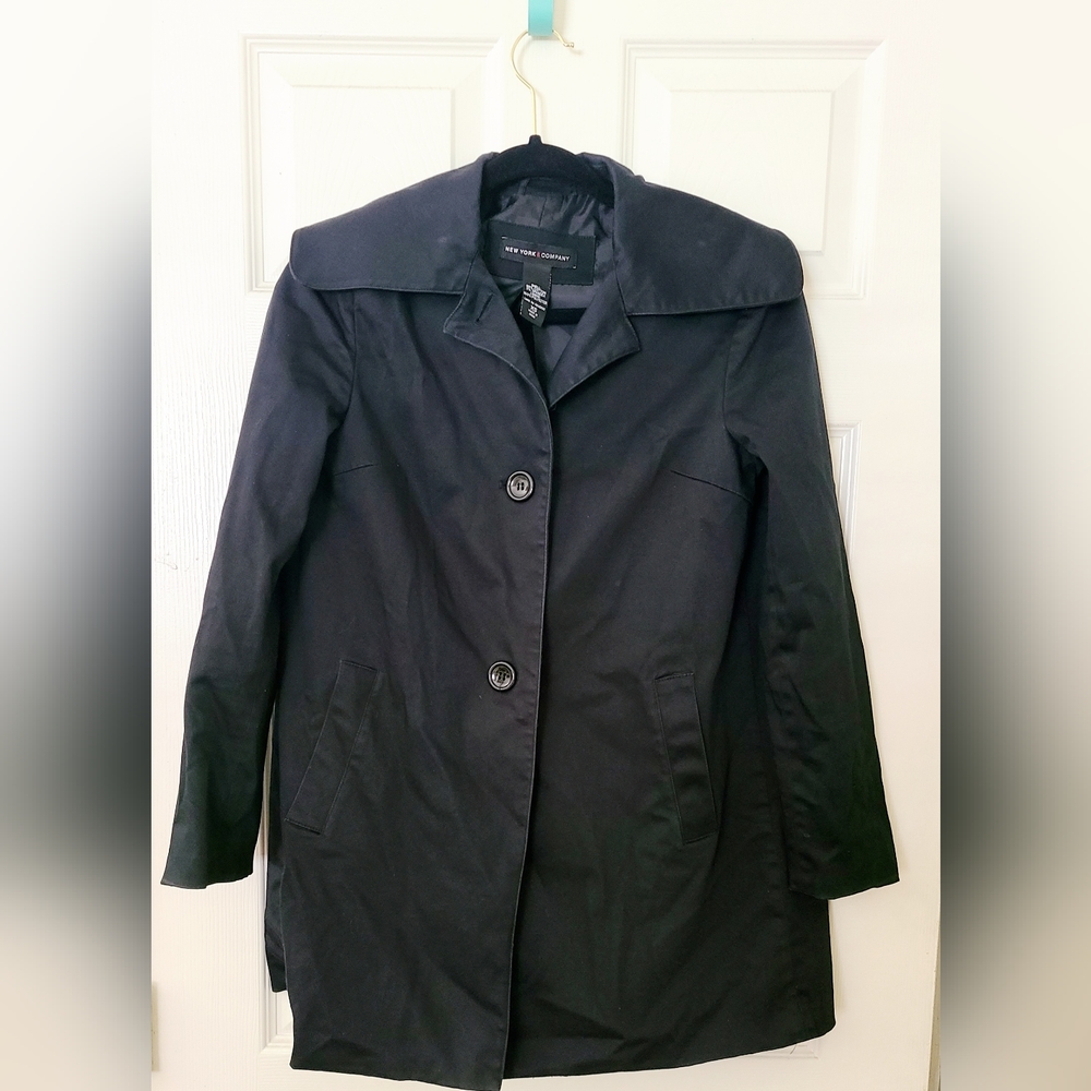 New York And Company Womens Black Overcoat Jacket Size XS
